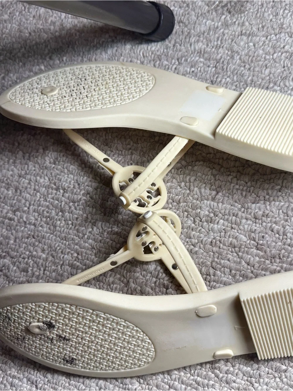 Tory Burch Jelly Logo Thong Sandals in Pale Yellow
